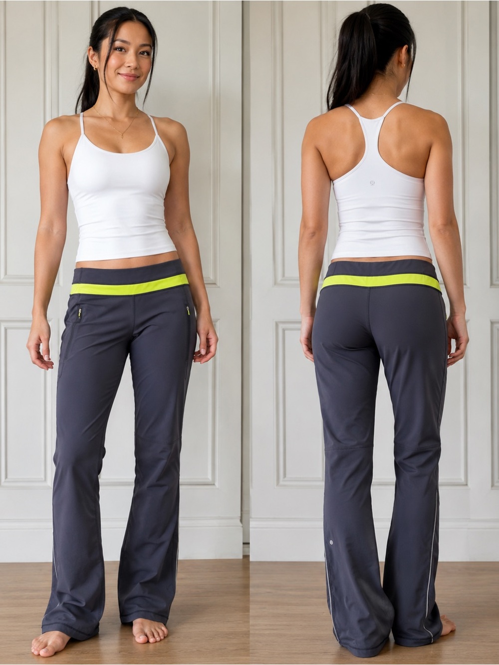 Lululemon Fleece-Lined Straight Leg Pants Grey/Neon Size 8